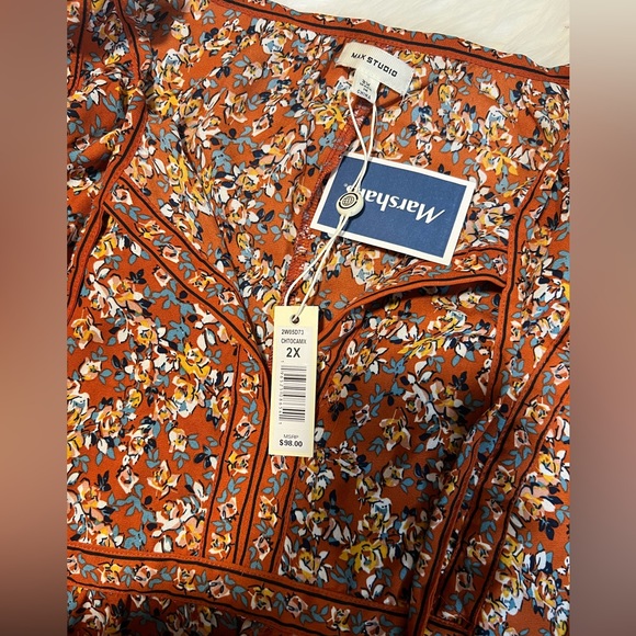 Max Studio Tops - Max Studio Burnt Orange Floral Blouse